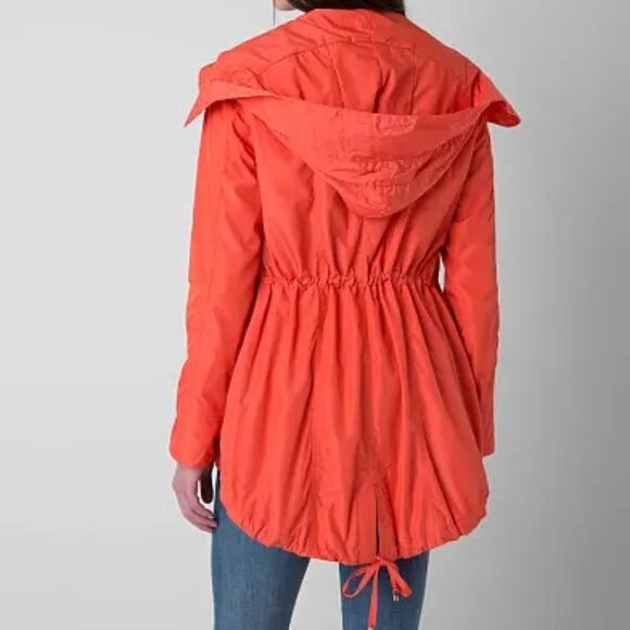 Steve Madden | Solid Anorak Rain Jacket | Coral & Gold Hardware | Large - Picture 3 of 11
